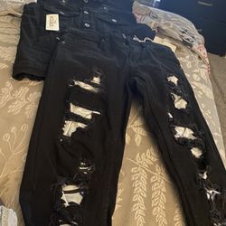 Boys Black Denim Pant Set