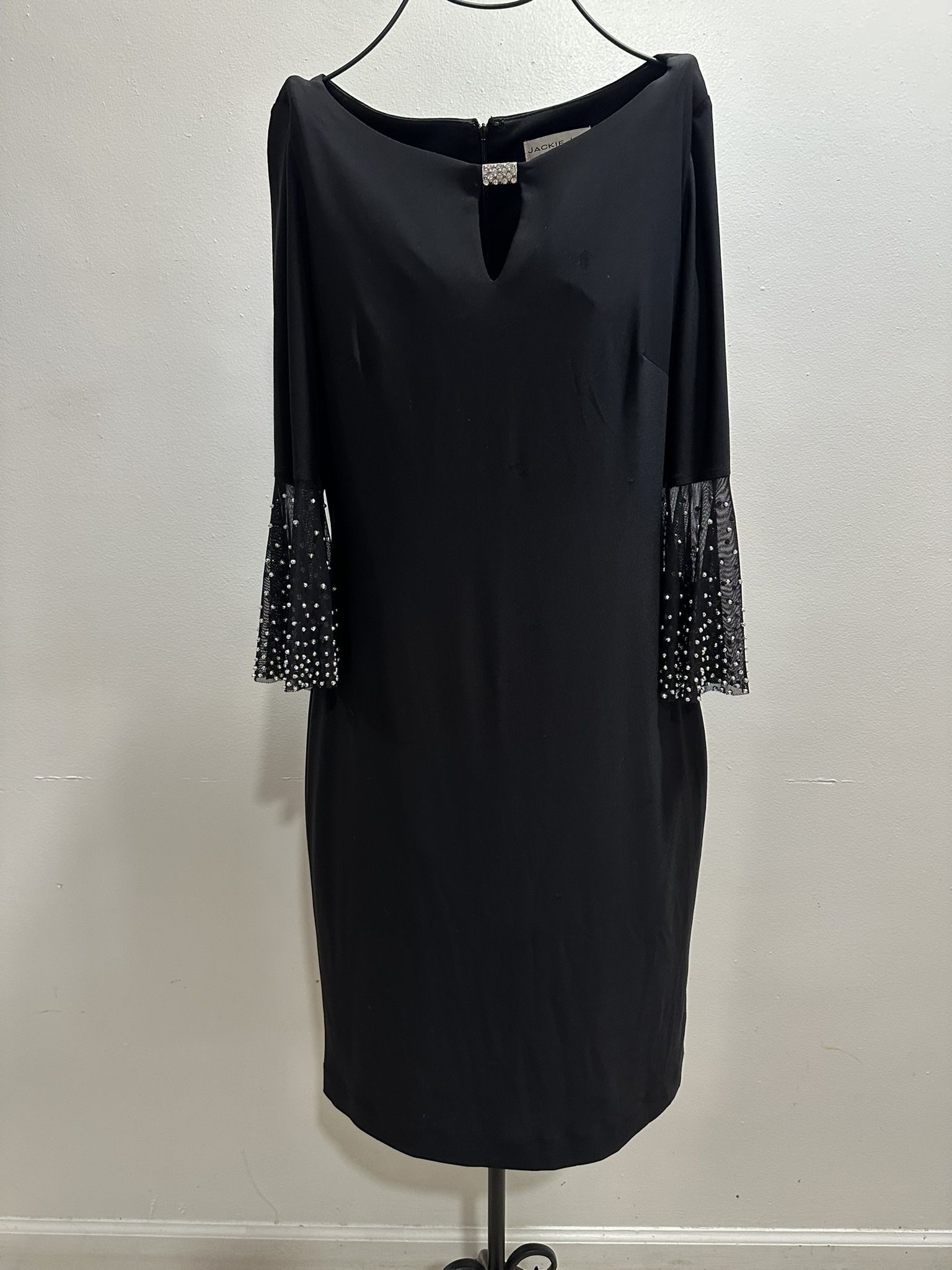 Black Maxi Dress With Sequins And Sleeves