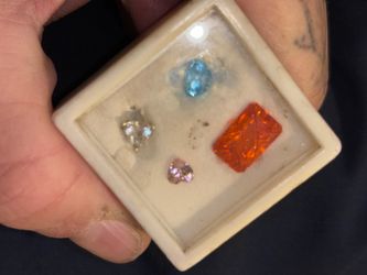 Pink sapphire , blue topaz
