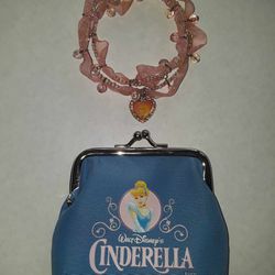 VINTAGE Disney Cinderella coin purse and Sleeping Beauty ribbon beaded bracelet $10 FIRM for both!