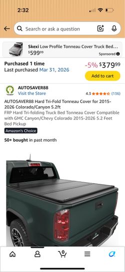 Hard tri foldTonneau cover  2026 Colorado/canyon 5.2 ft bed