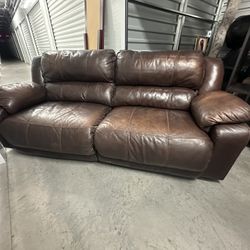 Brown 3 Seater Recliner & Mirror 