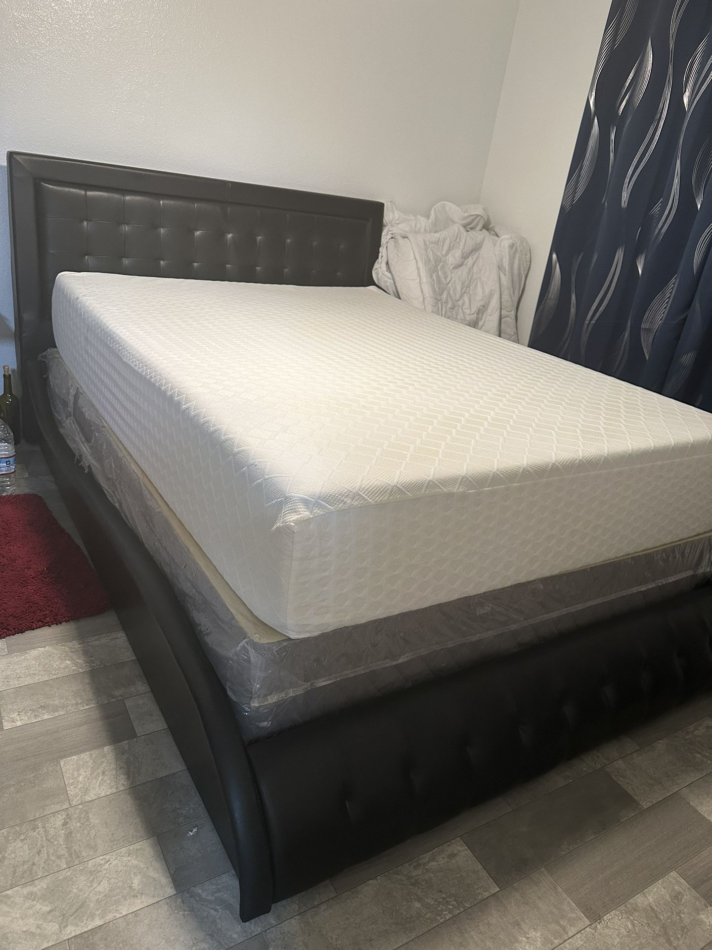 Queen Bed Leather And mattress $1200