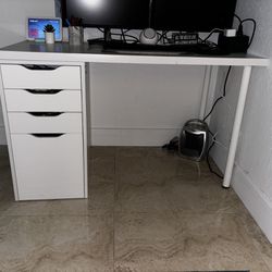 White Office Desk With Drawer Unit 