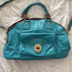 Coach Bag- Rare Turquoise Blue With Bronze Hardware