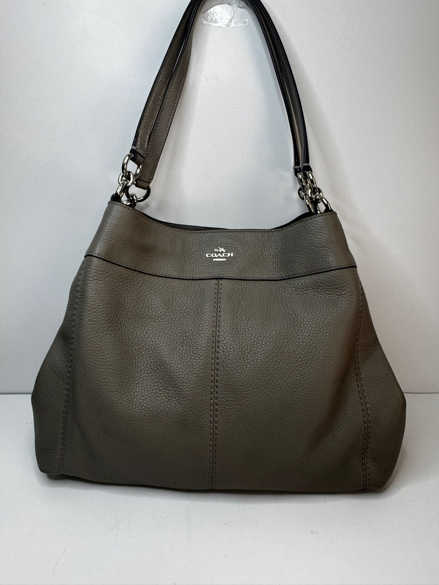 Coach Lexy Gray Leather 3 Compartments Shoulder Bag
