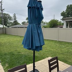 15’ Long 9’ Wide Patio Umbrella Double Sided With Base New In Box