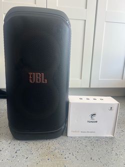JBL PartyBox Stage 320 with TONOR TW820 wireless microphone system.