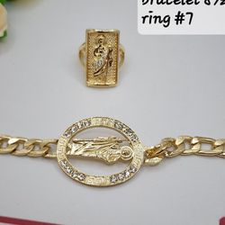 Saint Jude Religious Set Bracelet With Ring #7j