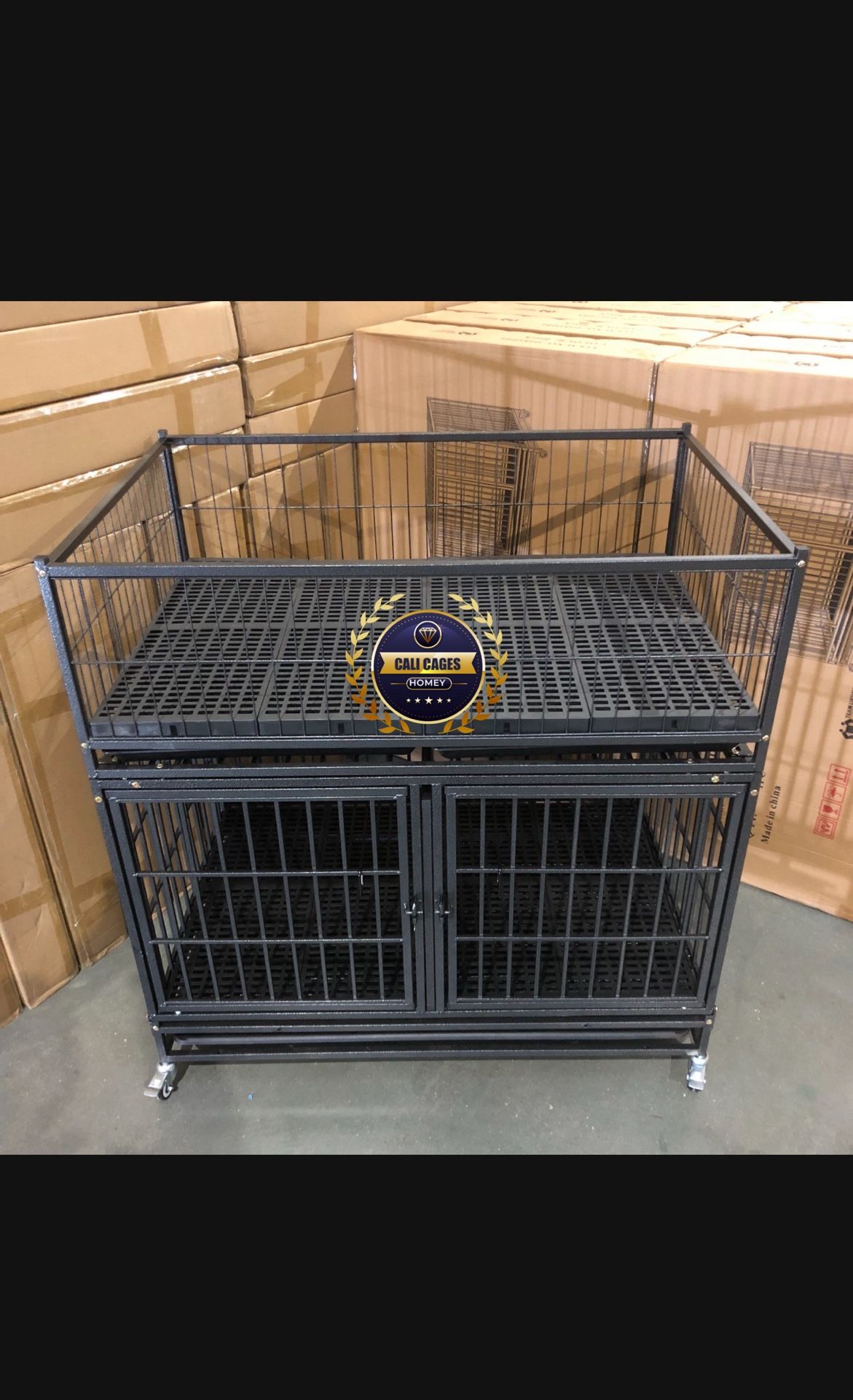 Dog Cage Kennel Size 43” With Divider And Whelp Top