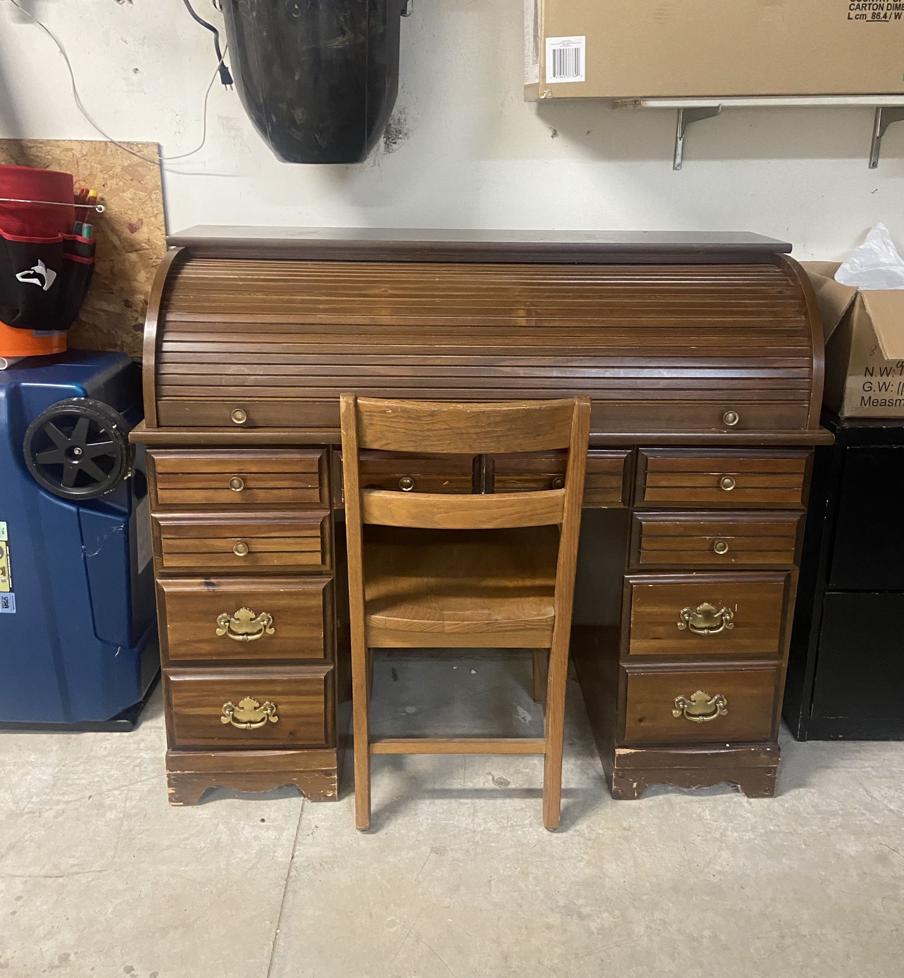 FREE Antique Roll Top Desk W/Chair 