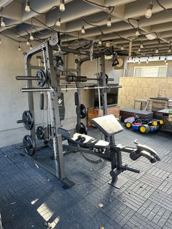 Vesta Fitness Smith Machine 2001 w/Bench Attachment | 230lb Bumpers Weights | 7ft Olympic Bar | Fitness | Gym Equipment | FREE DELIVERY & INSTALL🚚