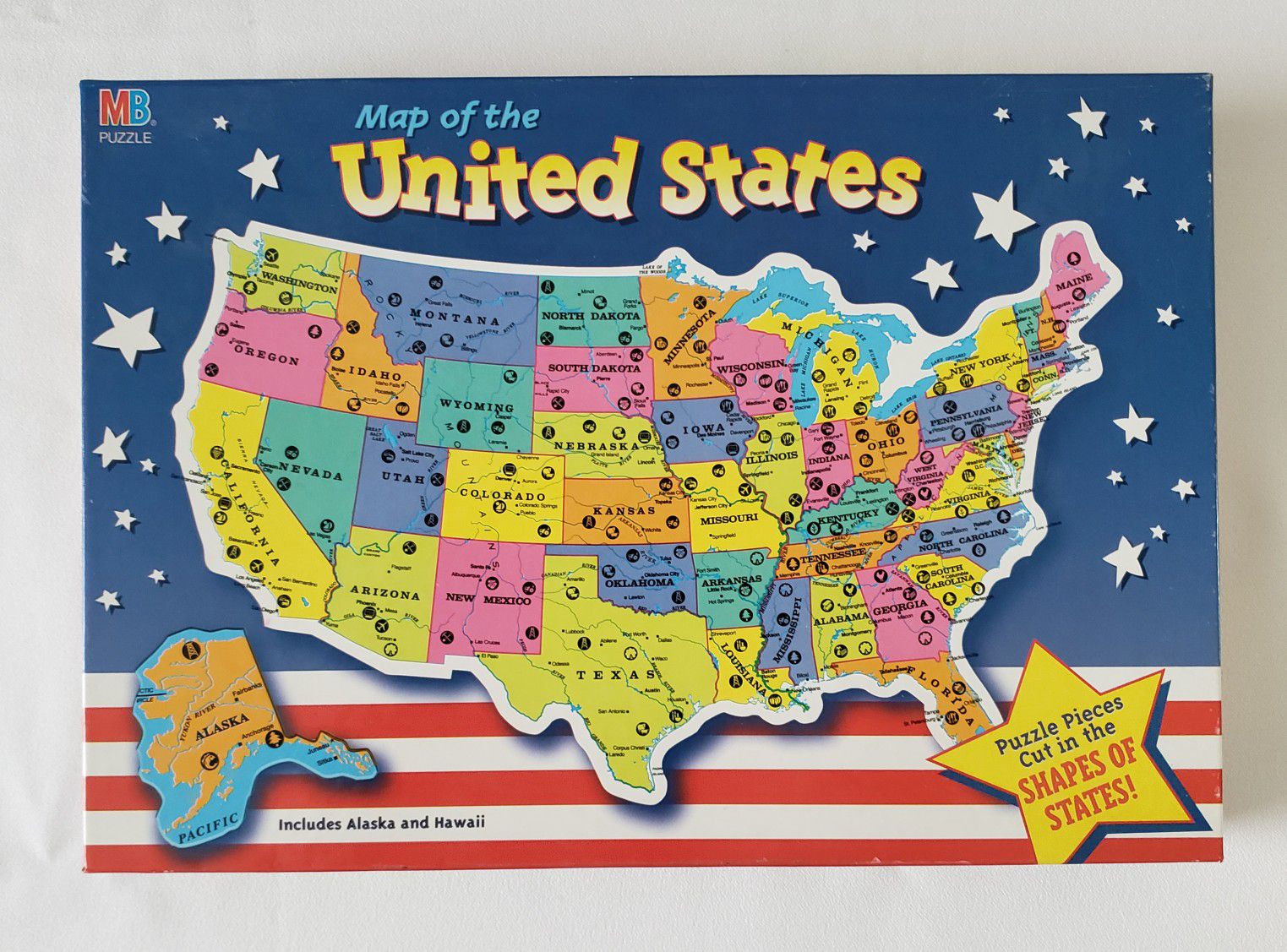 Map of the United States, Includes Alaska & Hawaii, by Milton Bradley