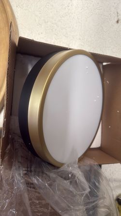 Q Luminzone 12" LED Ceiling Light Fixture Flush Mount 2 Pack 18W Bedroom Ceiling Light Dimmable 3000K/3500K/4000K/ 5000K/6500K Black Gold Ceiling Lamp
