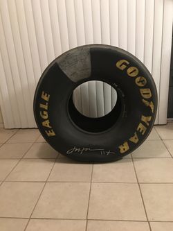 John Force Signed Drag Tire