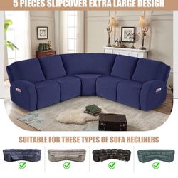 VANSOFY Extra Large Reclining Sectional Couch Covers, Washable 