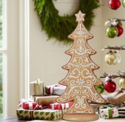 Gingerbread Christmas Tree Collectible Figurines - Village Gingerbread Fantastic Sequins Christmas Tree Tabletop Decoration (Extra Large)
