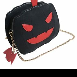 Black Faux Leather Pumpkin Purse 