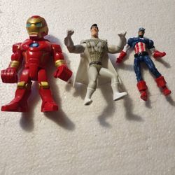 3 Action Figures Ironman Hawkman Captain America