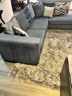 Blue Fabric Sectional Sofa