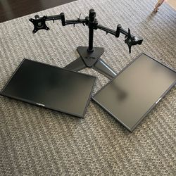 2 sceptre monitors and stand