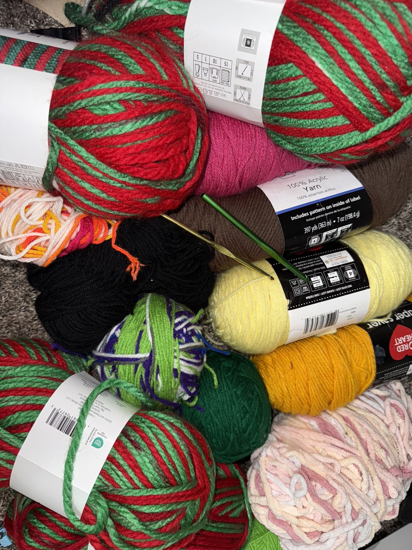 Yarn And 4 Crochet Needles