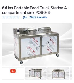 Brand newCooler Depot 60 ins Portable Food Truck Station 4 compartment sink PO60-4