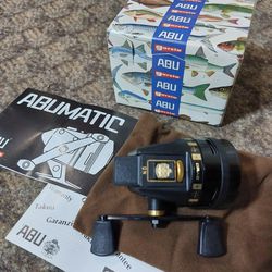 Vintage Abumatic Garcia 440 Fishing Reel With Original Box, Never Used Collectible 