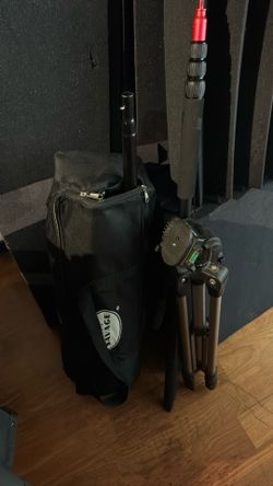 Photography backdrop, lights and camera stand