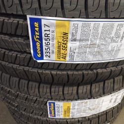 Set Of 4 Tire Goodyear Assurance 235/65/17 Interested And Balanced 