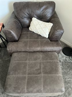 Brown oversized chair & ottoman