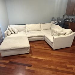 Beige Sectional Sofa W Ottoman 
