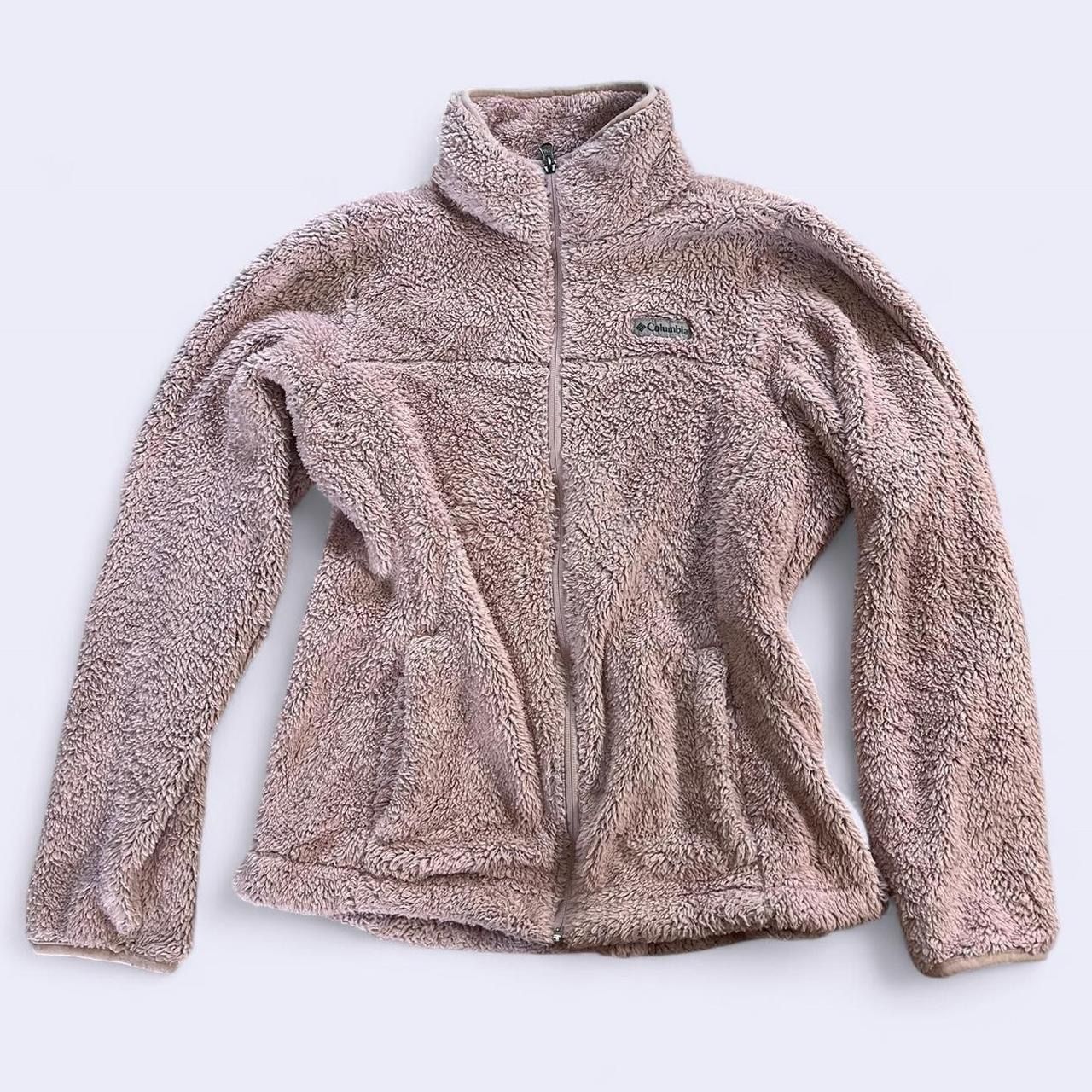 Columbia pink plush jacket with pockets