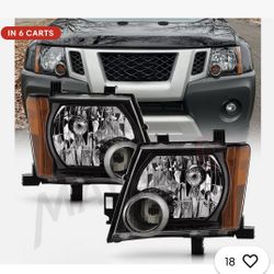 For 2005-2015 Nissan Xterra Black Headlights Headlamps Replacement Left-righ