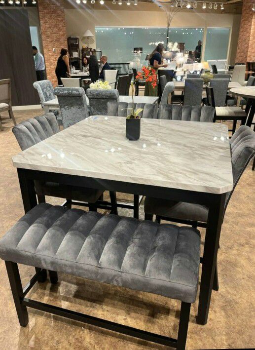 6pc Dining Table Chairs Bench, Furniture Sectional Avail 