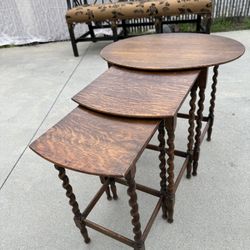 Antique Mid Century Wood Nesting Tables