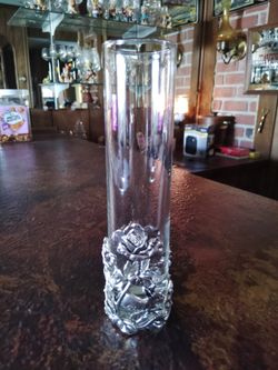 Arthur Court Bunny Rabbit and Roses Bud Vase Cast Aluminum Vintage 1995