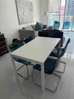White IKEA Dining Table and Chairs