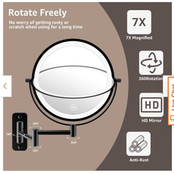 Round Bathroom Makeup Mirror LED