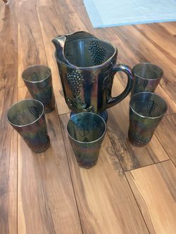 Antique carnival glass set