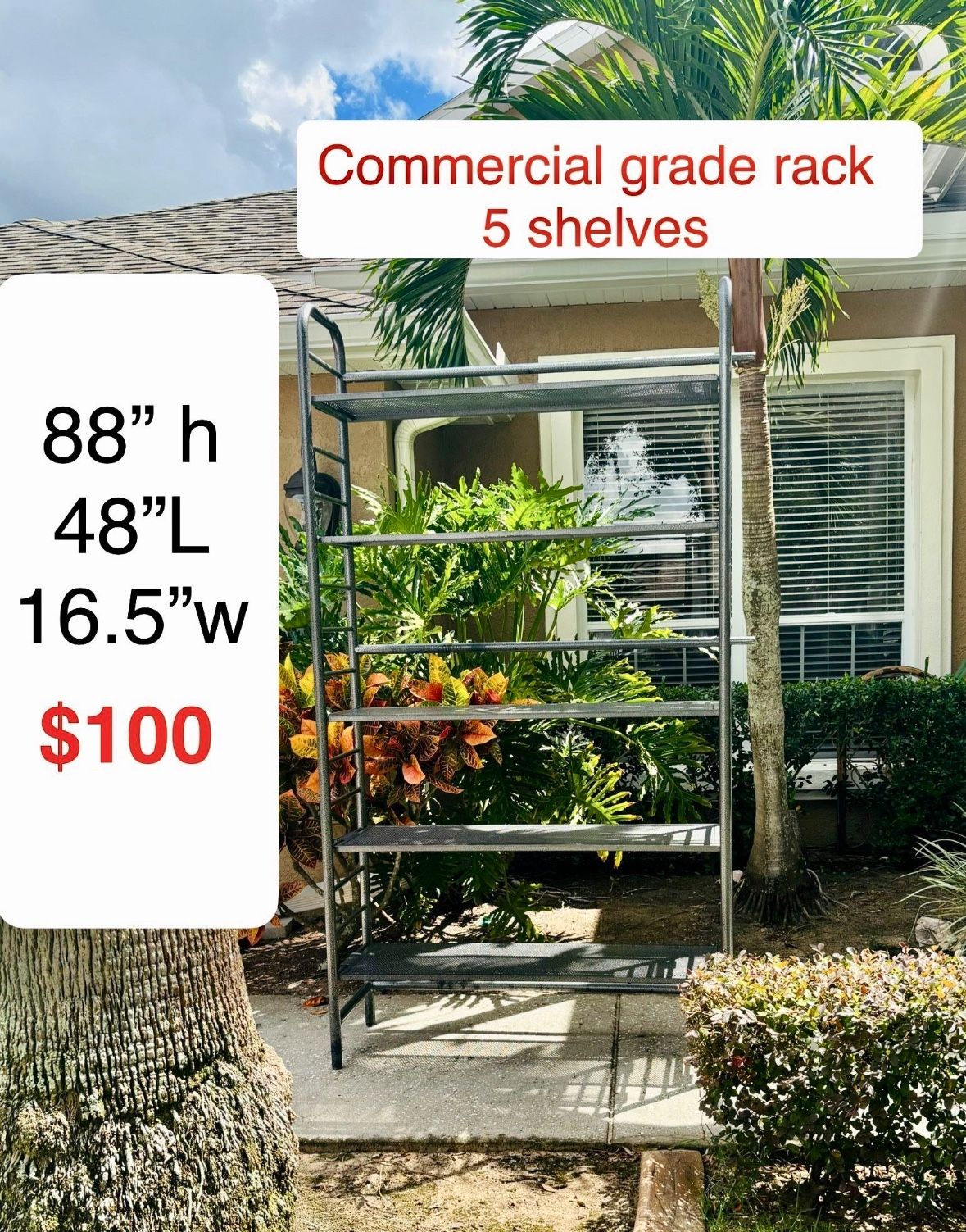 HEAVY Commercial grade metal Storage Organization rack with 5 shelves