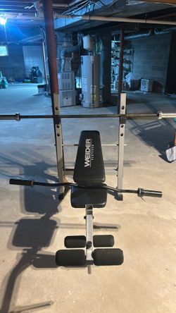 Weight bench, Olympic bar and curl bar