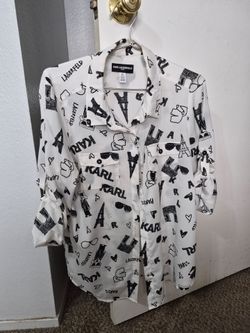 Karl Lagerfeld Paris Printed Button-Down Shirt