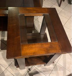 Wood and Glass End Table