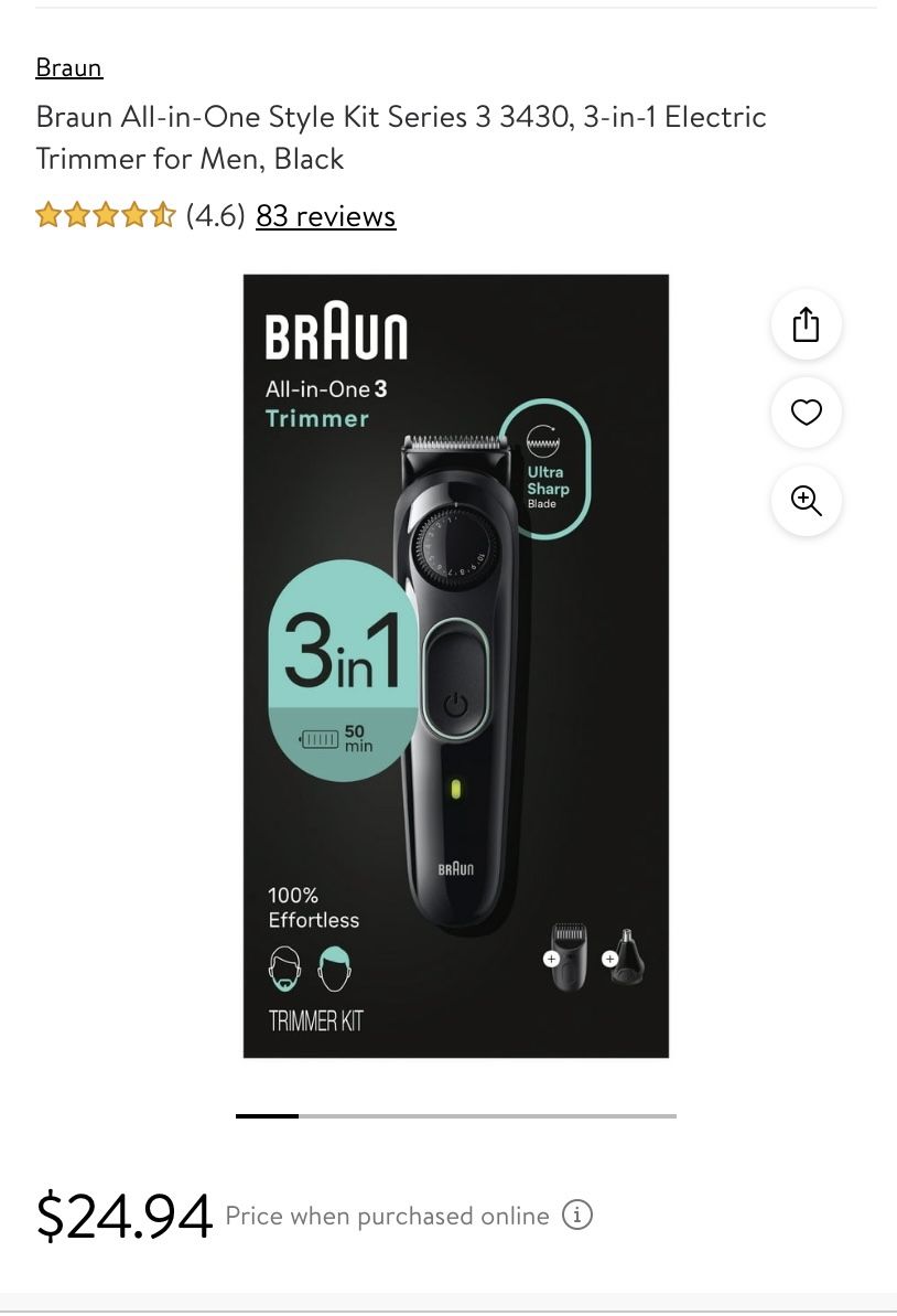 Braun electric trimmer 3in 1