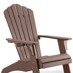 ✌️ Psilvam Adirondack Chair, Oversized Poly Lumber Fire Pit Chair with Cup Holder, 350Lbs Support Patio Chairs 