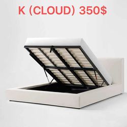 Silk&snow King size Bed Frame with Storage(CLOUD) Mattress not included