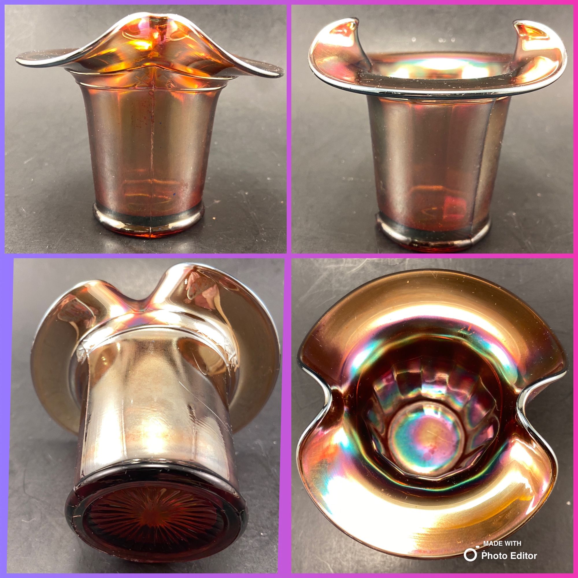 Vintage Iridescent Luster Glass Toothpick Holder