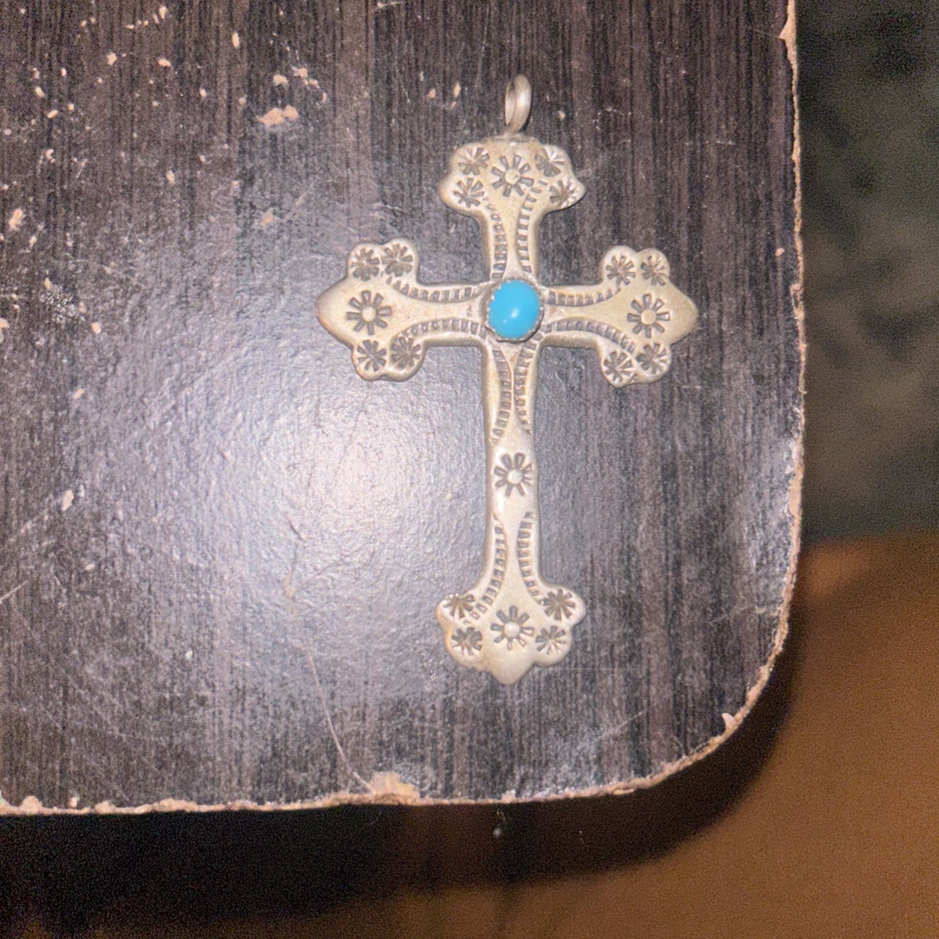 Silver Turquoise Cross Pendant