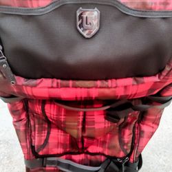 Burton Wheelie Roller Suitcase Red Plaid Outdoor Multi Pocket Heavy Duty